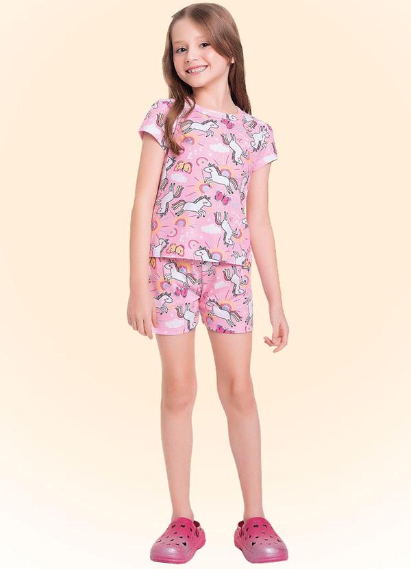 Fakini Kids - Conjunto Pijama Blusa/Short Rosa