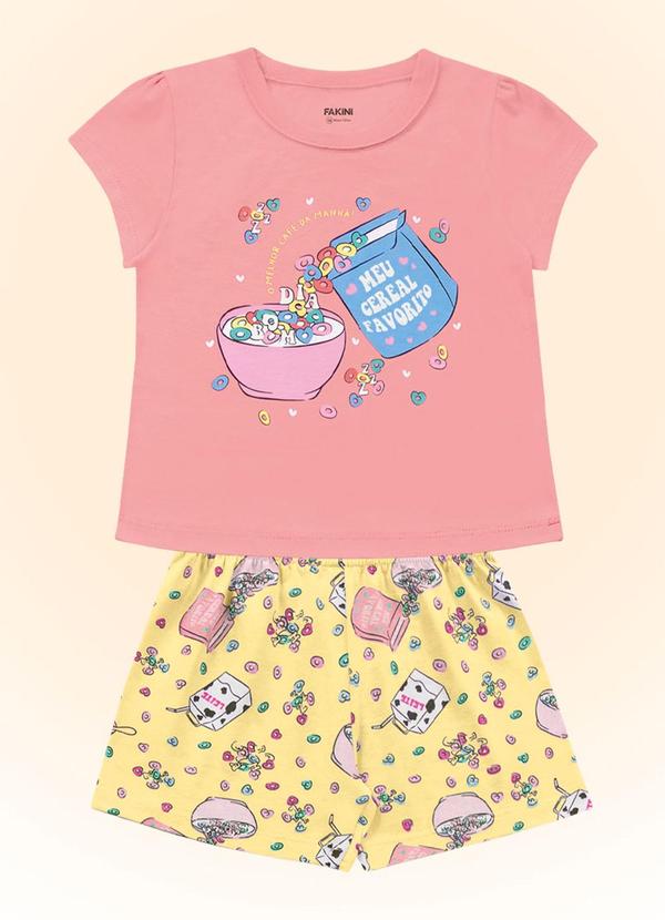 Fakini Kids - Conjunto Pijama Blusa/Short Rosa