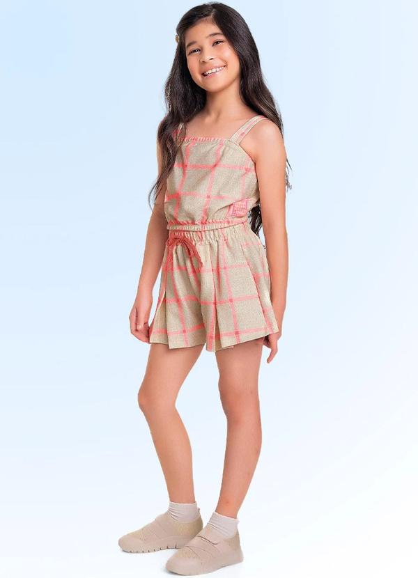 Fakini Kids - Conjunto Regata Cropped/Short Bege