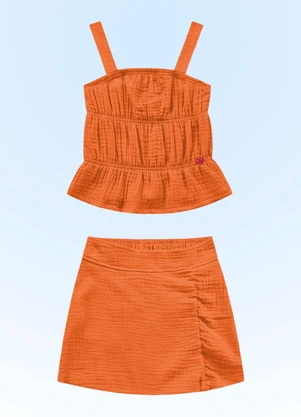 Fakini Kids - Conjunto Regata/Short Saia Laranja - FAKINI KIDS