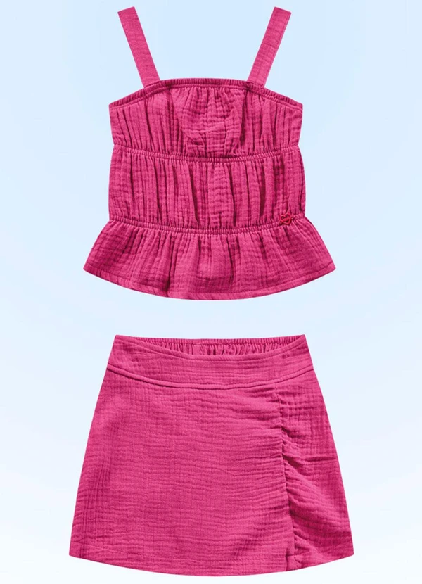 Fakini Kids - Conjunto Regata/Short Saia Rosa 3
