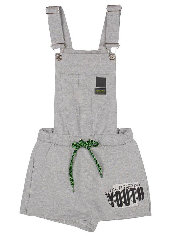 I Am - Jardineira Short Saia Feminino Cinza