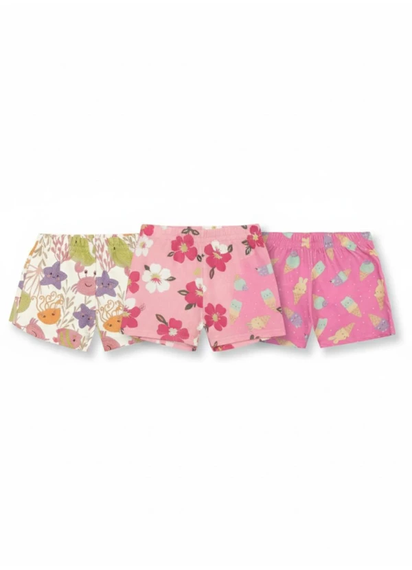 Brandili - Kit Infantil Menina com 3 Shorts Sortidos
