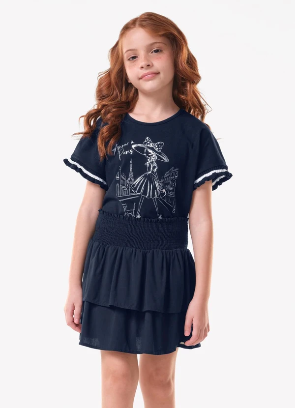 Trick Nick - Saia Infantil Viscose Babados Azul