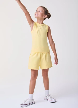 Bimbi - Short Básico de Moletom Amarelo Manteiga Amarelo - BIMBI