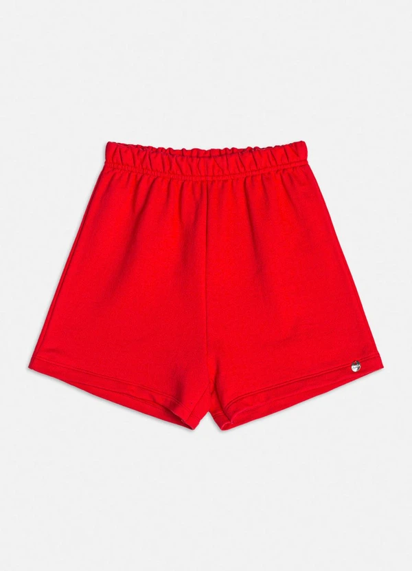 Bimbi - Short Básico de Moletom Vermelho Vermelho