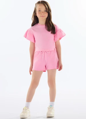 Quimby - Short Básico Moletom Menina Rosa - QUIMBY