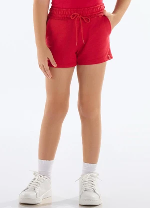Quimby - Short Básico Moletom Menina Vermelho - QUIMBY