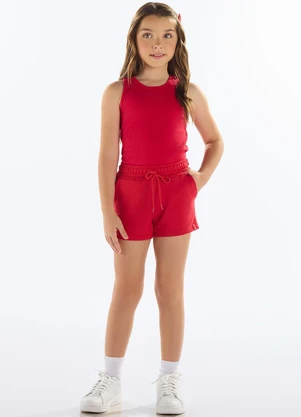 Quimby - Short Básico Moletom Menina Vermelho - QUIMBY