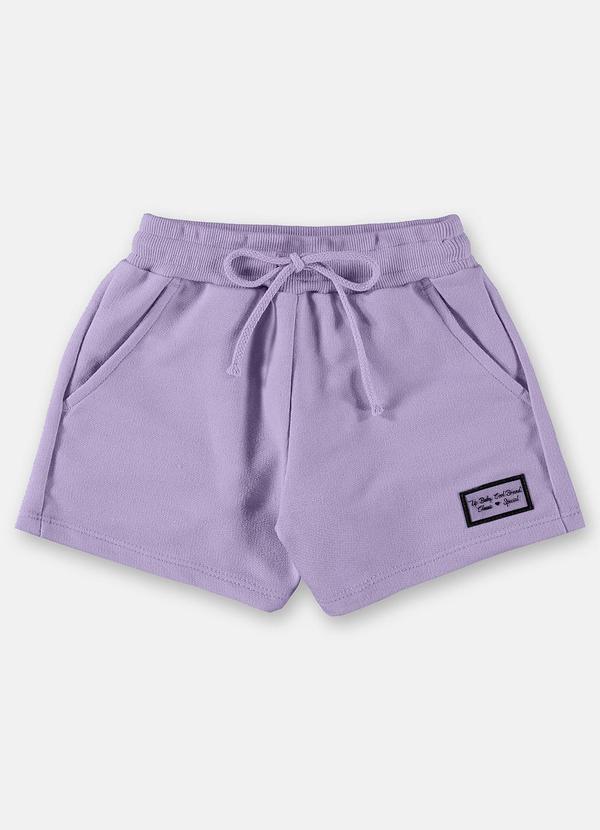 Up Baby - Short Básico para Menina em Moletom Roxo