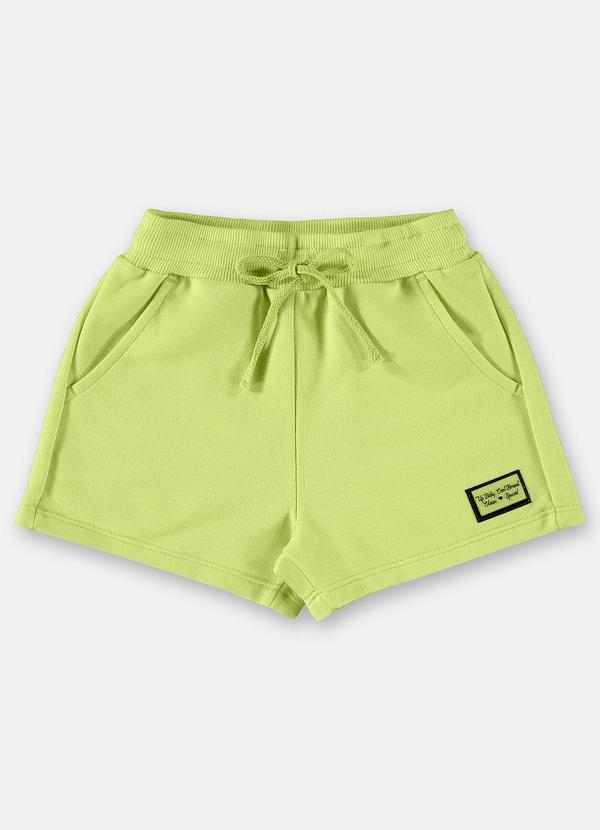 Up Baby - Short Básico para Menina em Moletom Verde