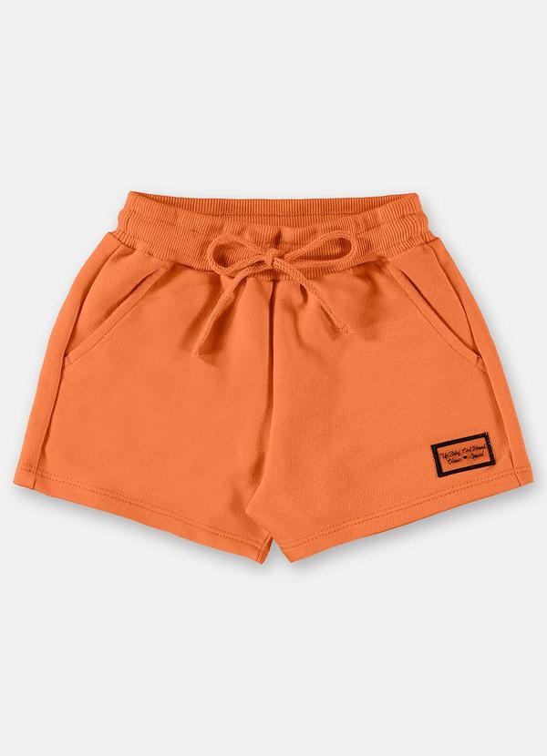 Up Baby - Short Básico para Menina Moletom Laranja