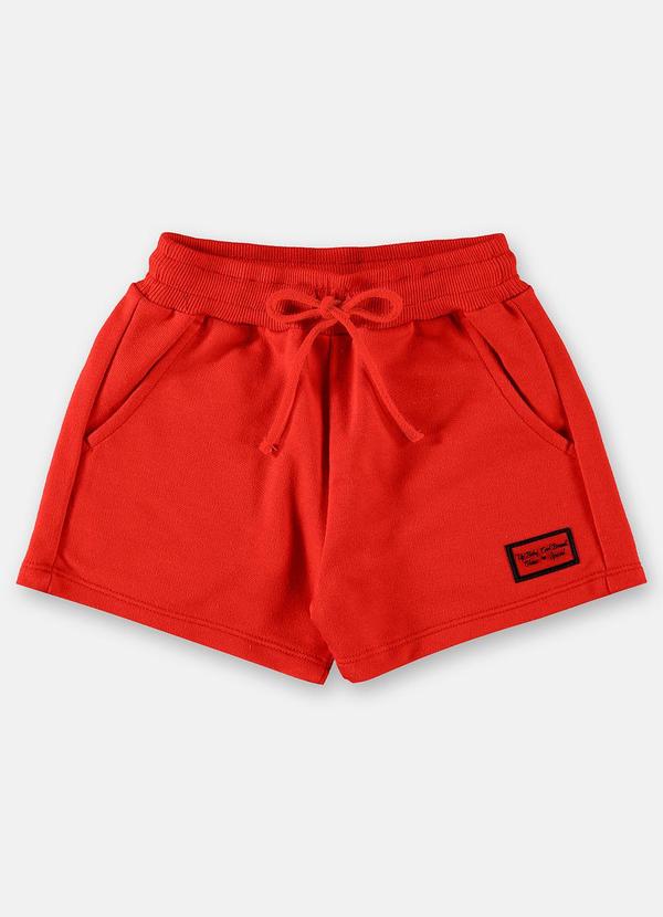 Up Baby - Short Básico para Menina Moletom Vermelho