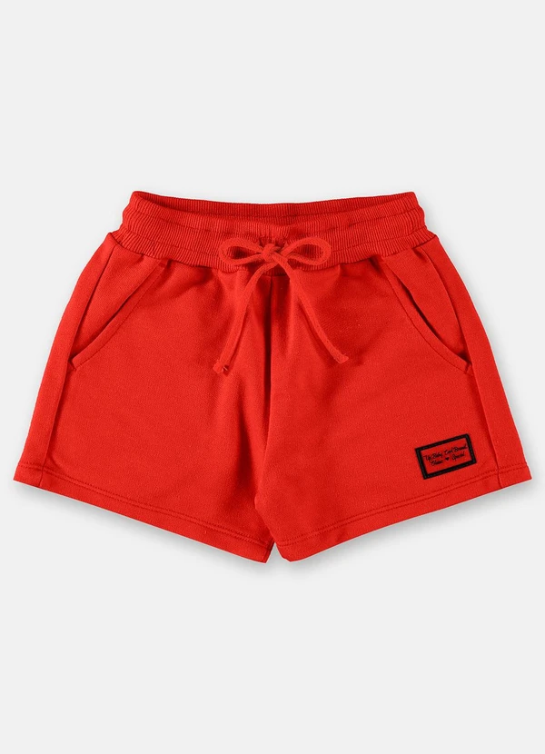 Up Baby Short Básico para Menina Moletom Vermelho