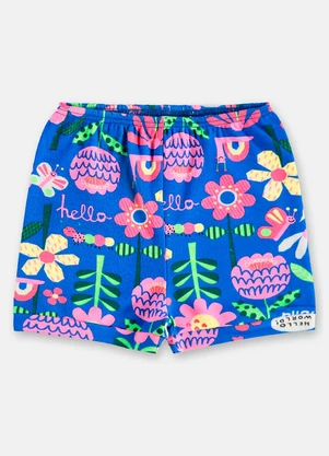 Up Baby - Short Bebê Menina em Suedine Azul - UP BABY