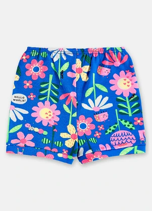 Up Baby - Short Bebê Menina em Suedine Azul - UP BABY
