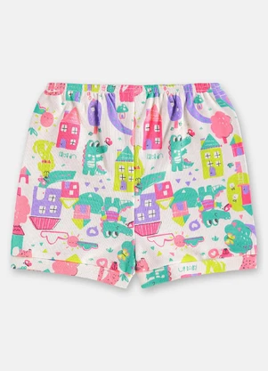 Up Baby - Short Bebê Menina em Suedine Branco - UP BABY