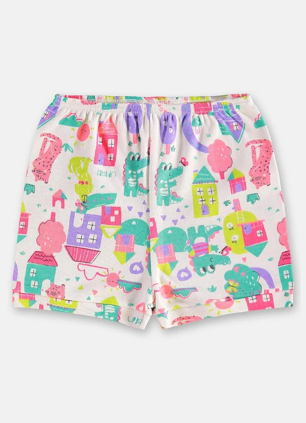 Up Baby - Short Bebê Menina em Suedine Branco 1