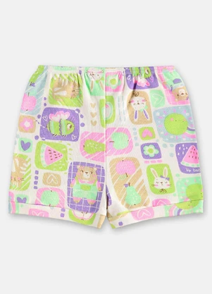 Up Baby - Short Bebê Menina em Suedine Branco - UP BABY