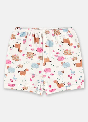 Up Baby - Short Bebê Menina em Suedine Branco - UP BABY