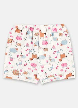Up Baby - Short Bebê Menina em Suedine Branco - UP BABY