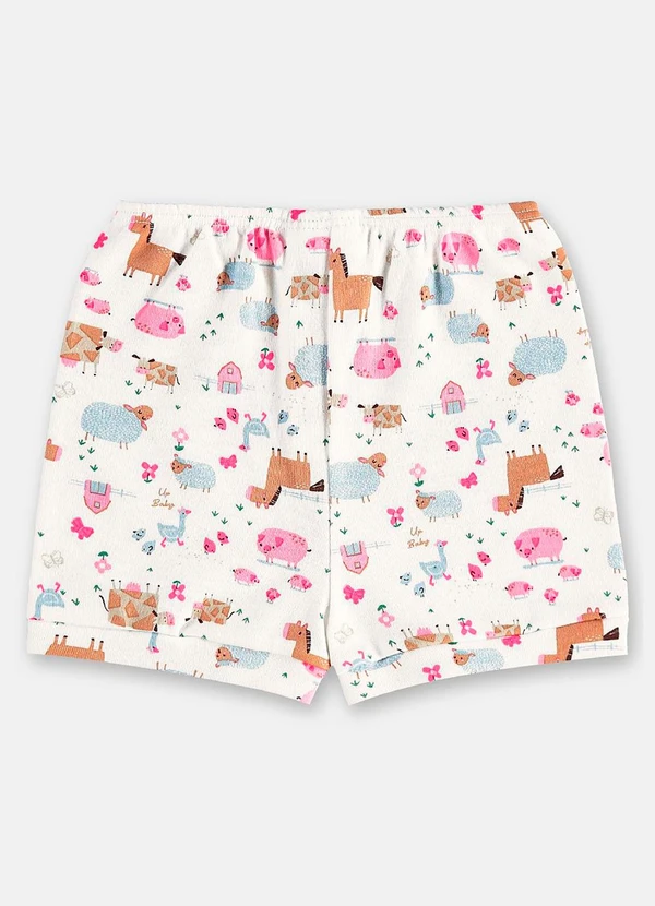 Up Baby - Short Bebê Menina em Suedine Up Baby Branco 2