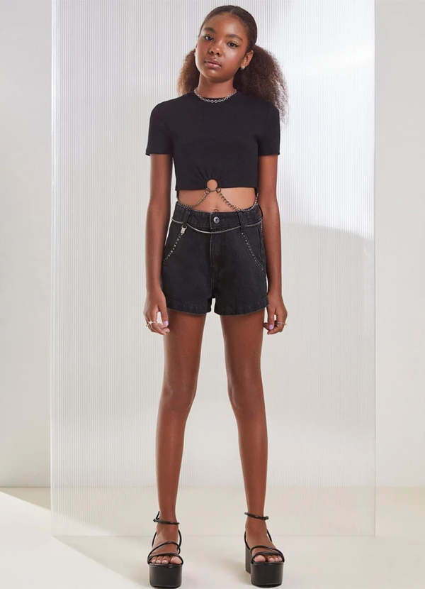 I Am - Short Black com Tachas Preto 2