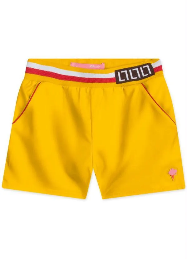 Lilica Ripilica - Short Cetim Menina Amarelo