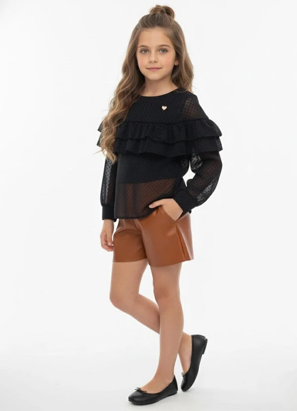 Amada - Short com Bolso Faca em Material Sintetico Marrom 2