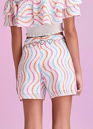 I Am - Short de Laise com Ondas Coloridas Branco - I AM