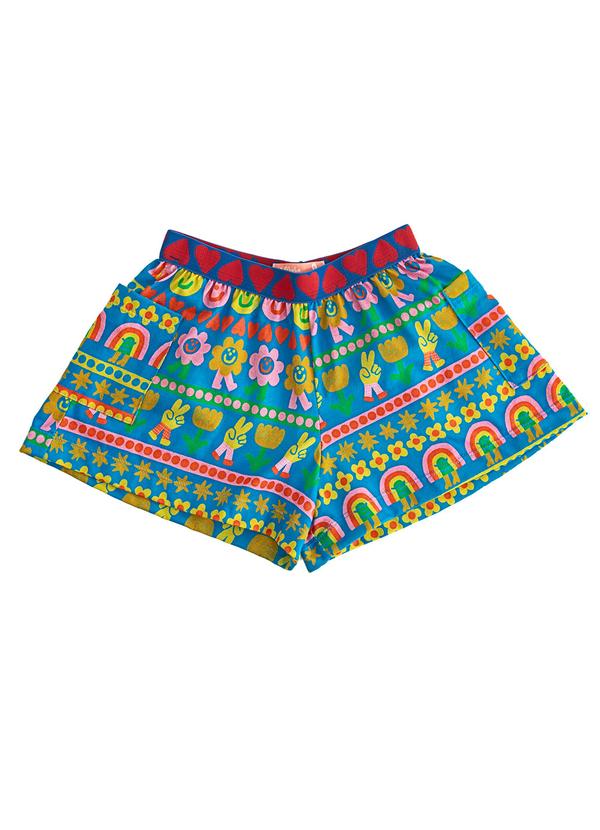 Fábula - Short de Malha Menina Sorria Azul