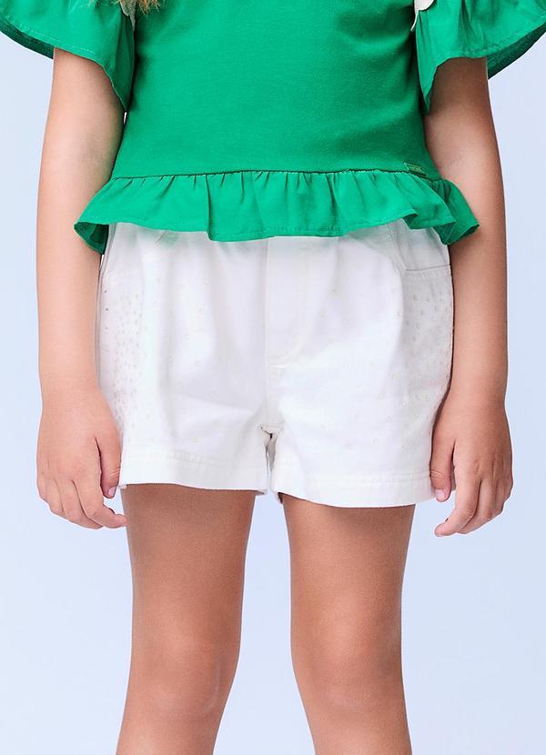 Momi - Short de Sarja com Strass Branco