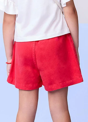 Momi - Short de Sarja com Strass Vermelho - MOMI