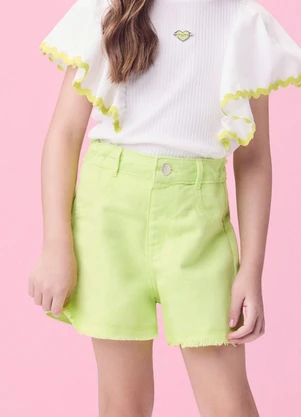 Momi - Short de Sarja Verde Melon Desfiado - MOMI