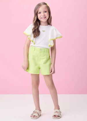 Momi - Short de Sarja Verde Melon Desfiado - MOMI
