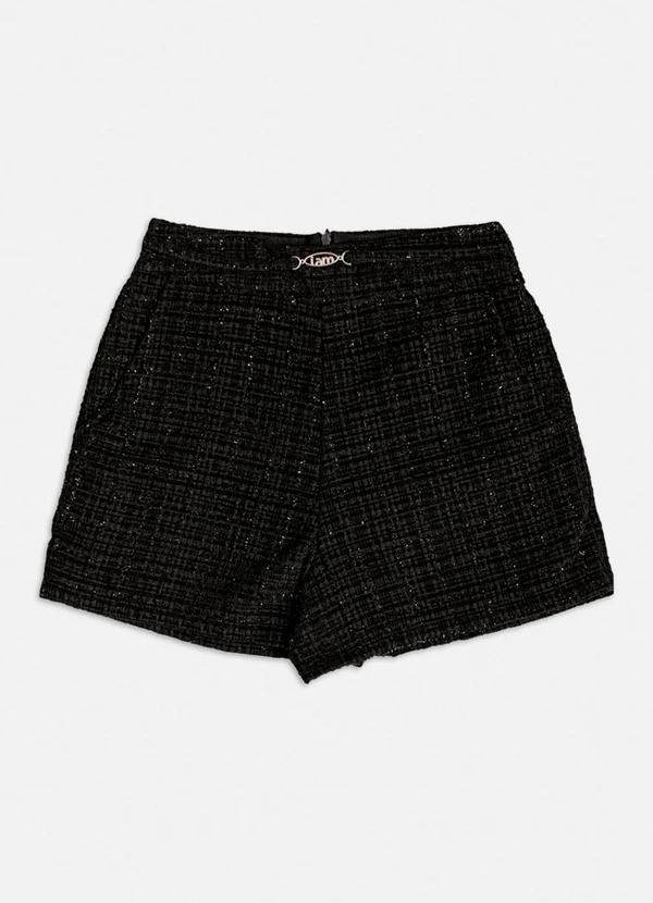 Authoria - Short de Tweed Shine Preto Preto