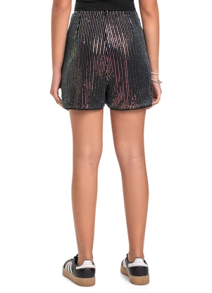 Short em Paetê para Menina Gloss Preto - GLOSS