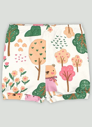 Up Baby - Short em Suedine para Bebê Menina Branco - UP BABY