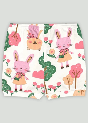 Up Baby - Short em Suedine para Bebê Menina Branco - UP BABY
