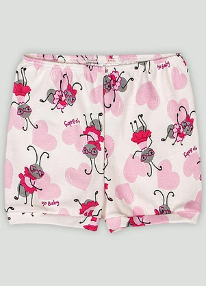Up Baby - Short em Suedine para Bebê Menina Branco - UP BABY