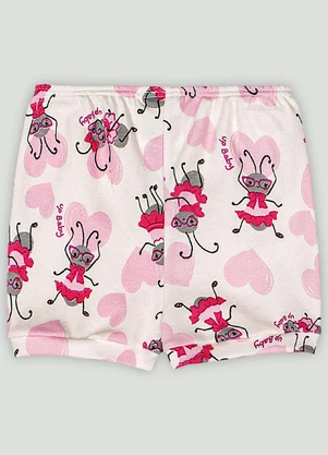 Up Baby - Short em Suedine para Bebê Menina Branco - UP BABY