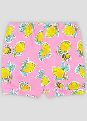 Up Baby - Short em Suedine para Bebê Menina Rosa - UP BABY