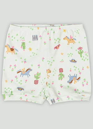 Up Baby - Short em Suedine para Bebê Menina Verde - UP BABY