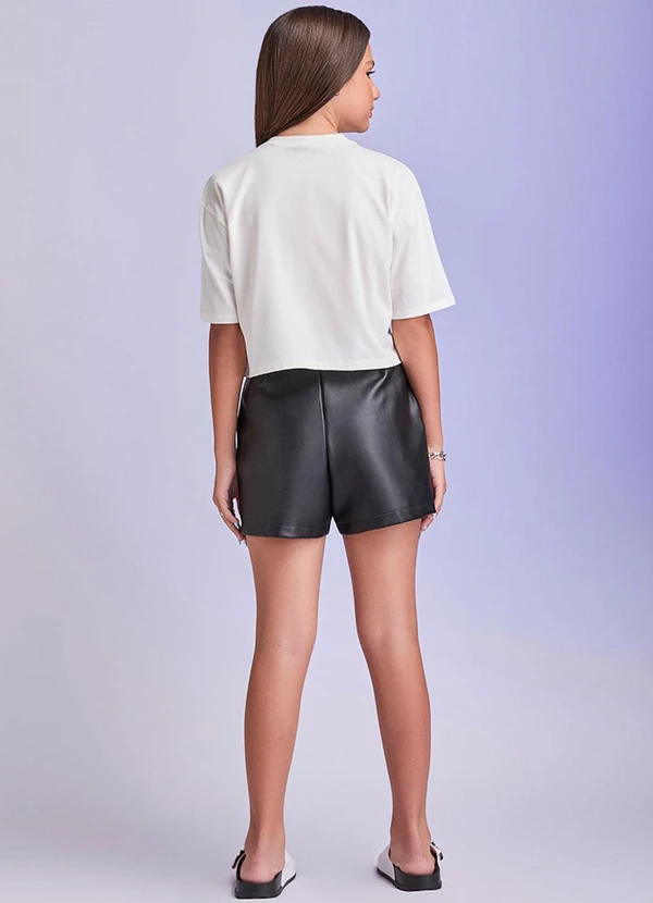 I Am - Short Fake Leather Preto 4