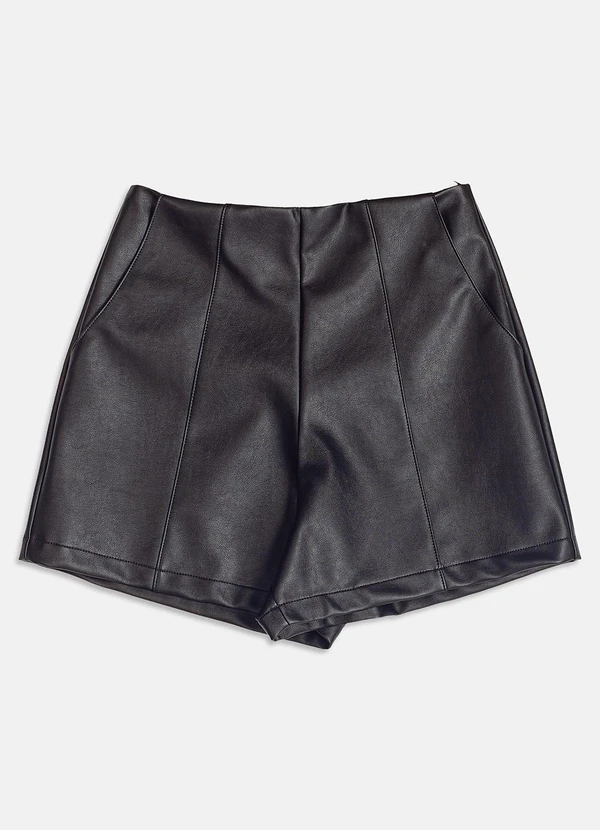I Am - Short Fake Leather Preto 5