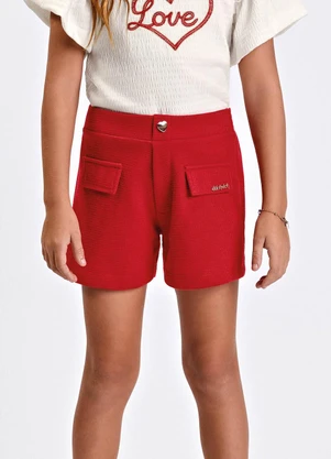 Trick Nick - Short Feminino Infantil Maquinetado Vermelho - TRICK NICK