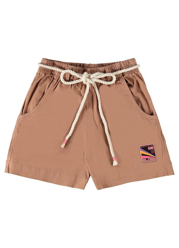 Gloss - Short Feminino Juvenil em Sarja Marrom 3