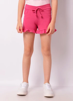 Torra - Short Infantil Curto com Babado Glitter Rosa - TORRA