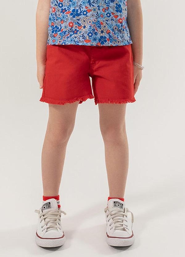 Momi - Short Infantil de Sarja Vermelho