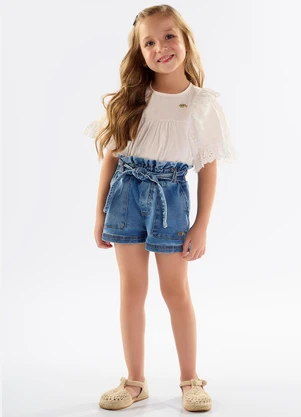 Up Baby - Short Infantil em Jeans com Elastano Azul - UP BABY
